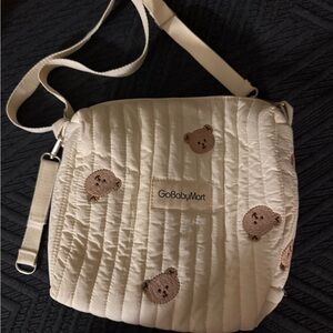 Cream and Brown Quilted Crossbody Bag with Adjustable Straps